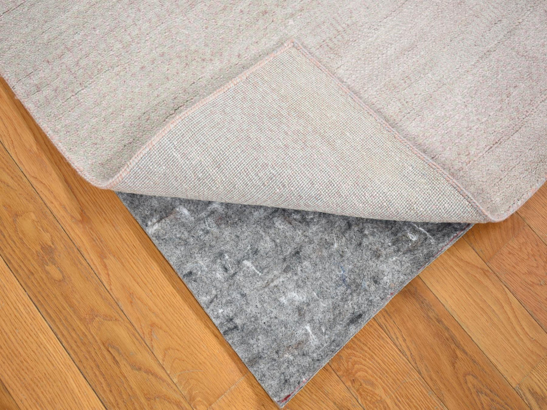 2'6" x 11'3" New Hand Knotted Grey Wool & Silk Runner Oriental Rug - MOA10280338