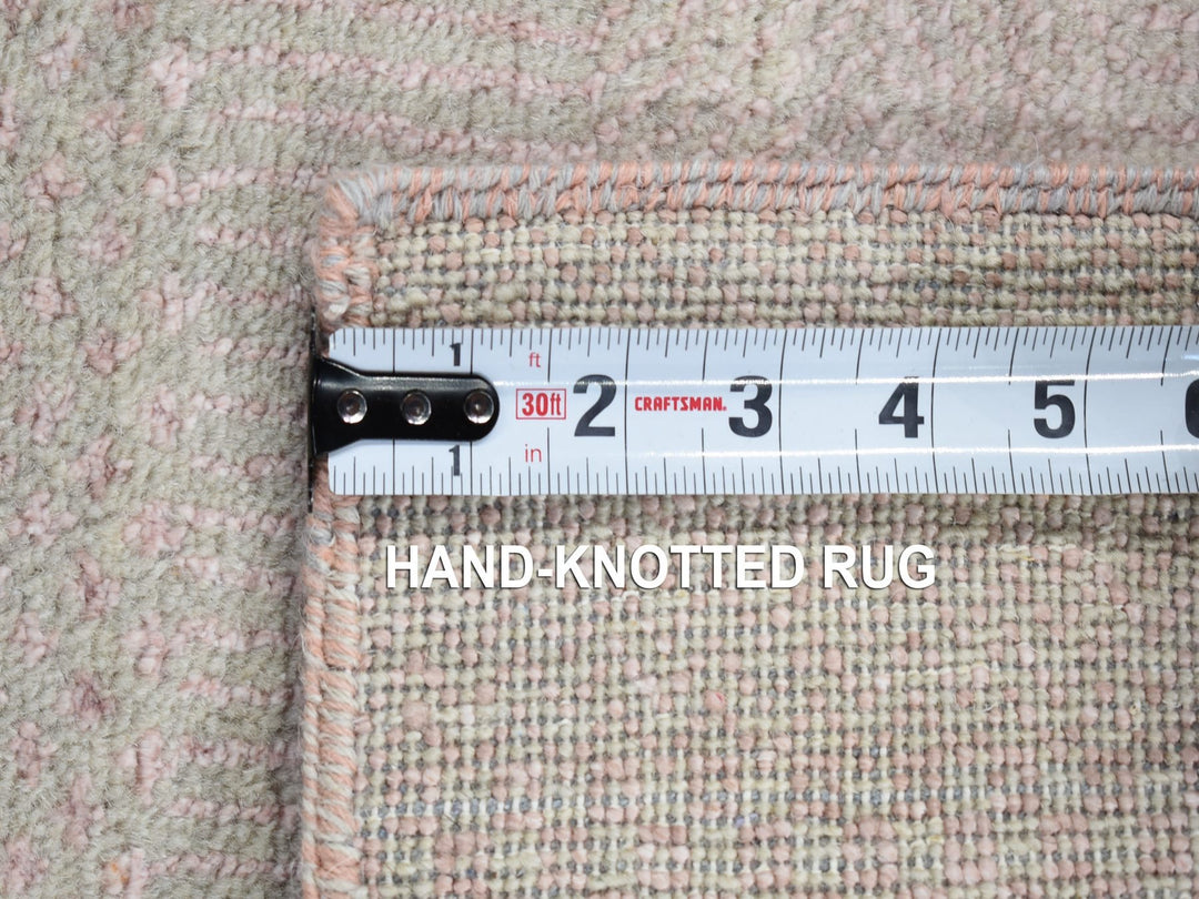 2'6" x 11'3" New Hand Knotted Grey Wool & Silk Runner Oriental Rug - MOA10280338
