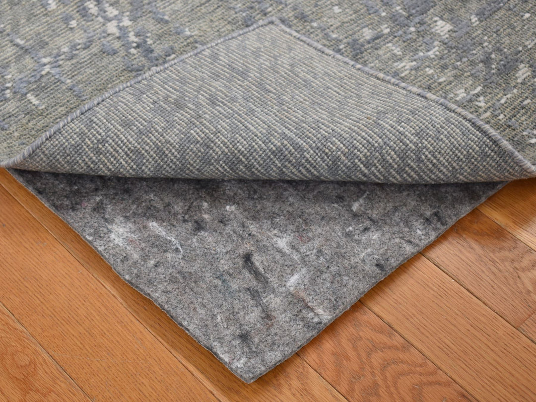 2'1" x 3'1" New Hand Knotted Grey Wool & Silk Rectangle Oriental Rug - MOA10280350