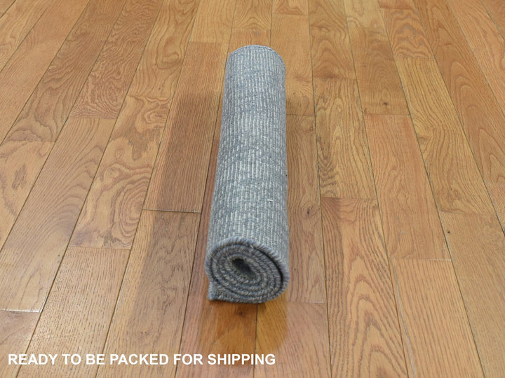 2'1" x 3'1" New Hand Knotted Grey Wool & Silk Rectangle Oriental Rug - MOA10280350