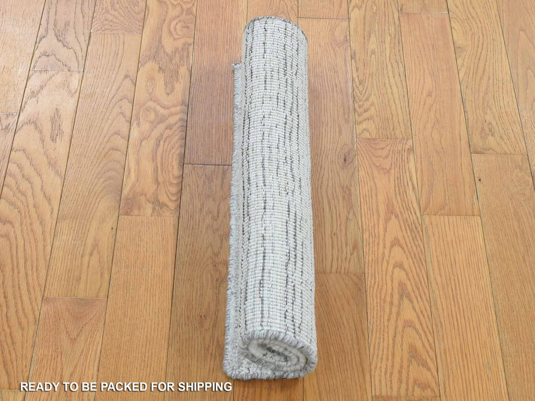 2'0" x 2'0" New Hand Loomed Ivory Wool Square Oriental Rug - MOA10280359