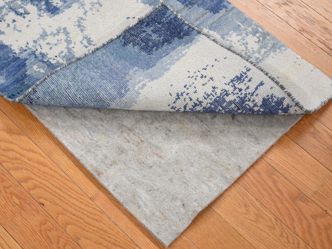 2'0" x 3'0" New Hand Knotted Blue Wool Rectangle Oriental Rug - MOA10280367