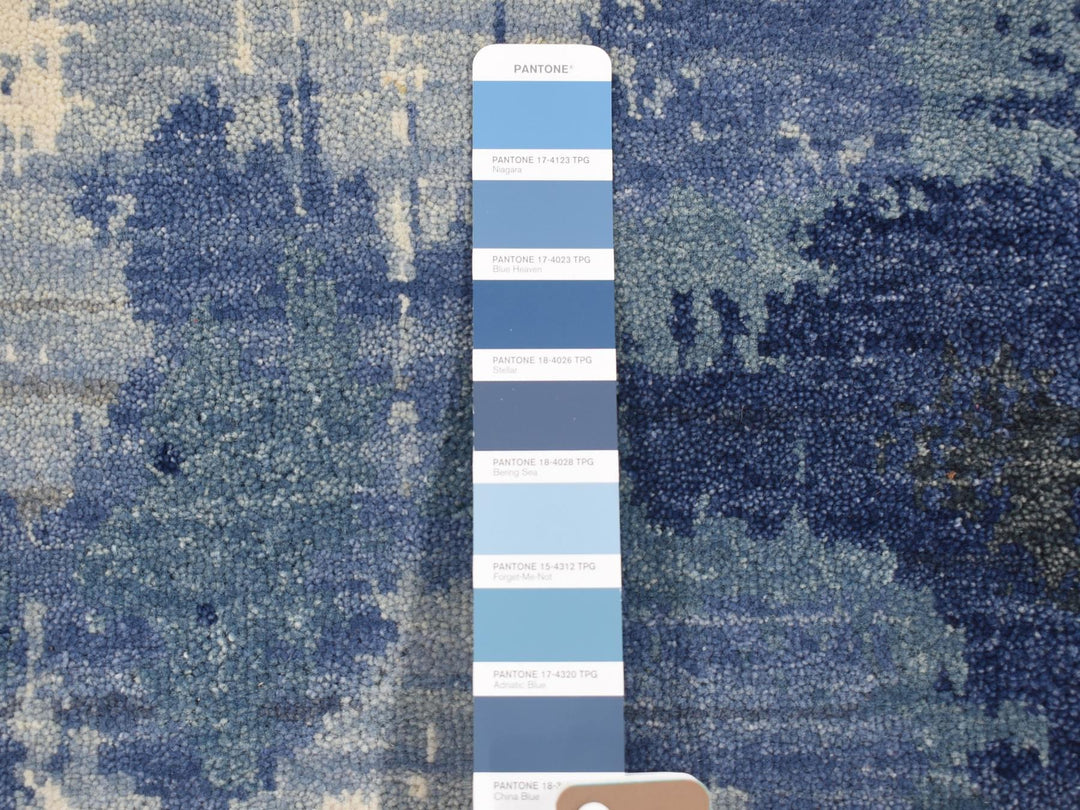 2'0" x 3'0" New Hand Knotted Blue Wool Rectangle Oriental Rug - MOA10280367