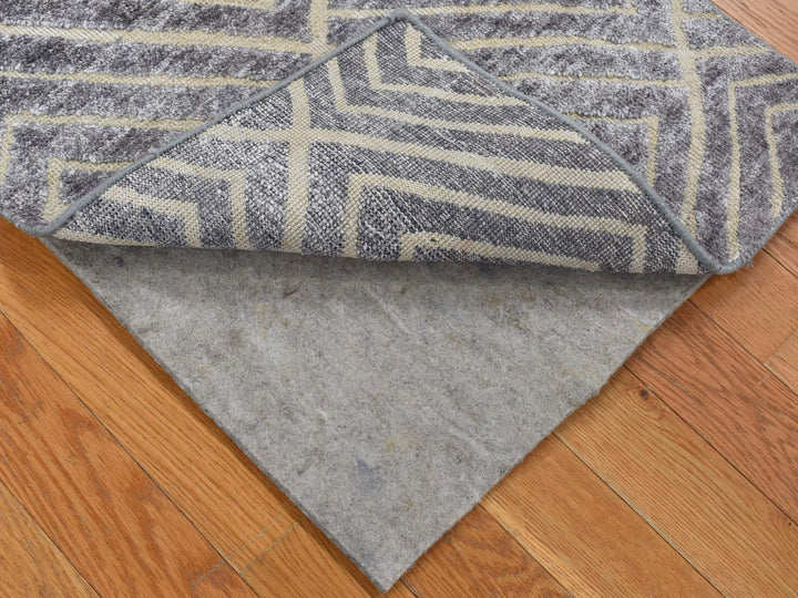 2'0" x 3'0" New Hand Knotted Grey Wool & Silk Rectangle Oriental Rug - MOA10280374