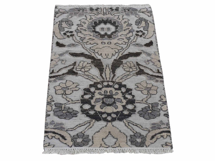 2'1" x 3'1" New Hand Knotted Ivory Wool Rectangle Oriental Rug - MOA10280377