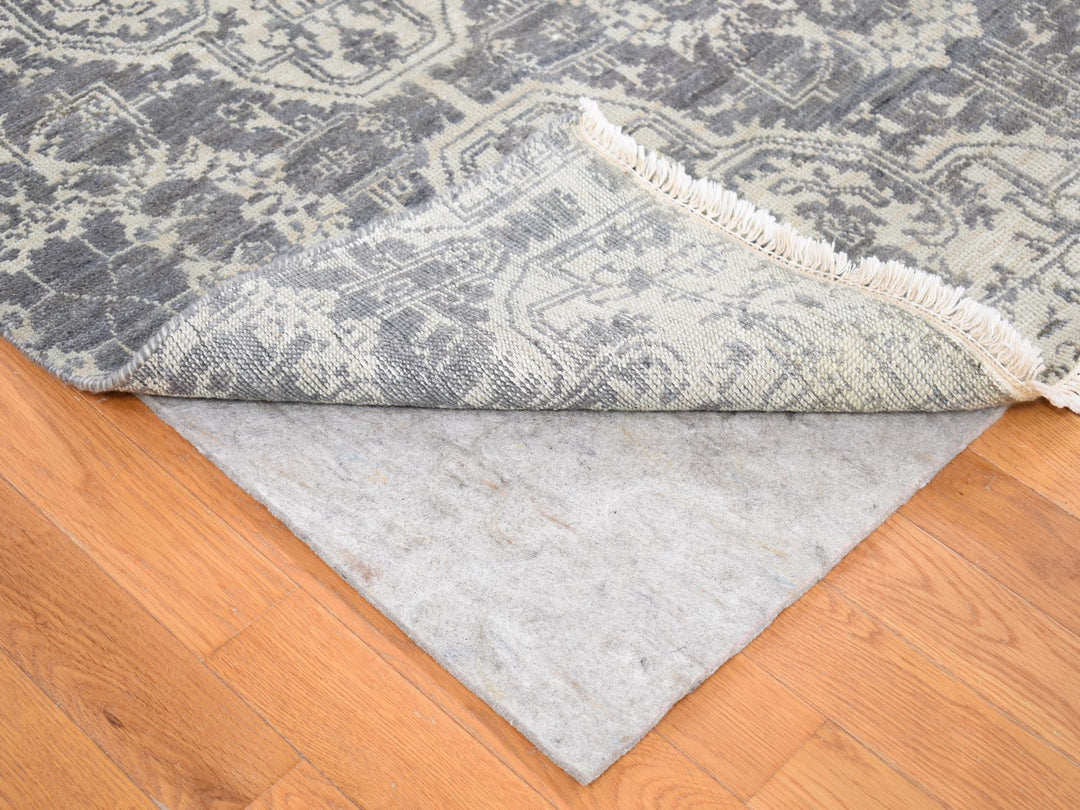 7'9" x 10'0" New Hand Knotted Ivory Wool & Silk Rectangle Oriental Rug - MOA10280382