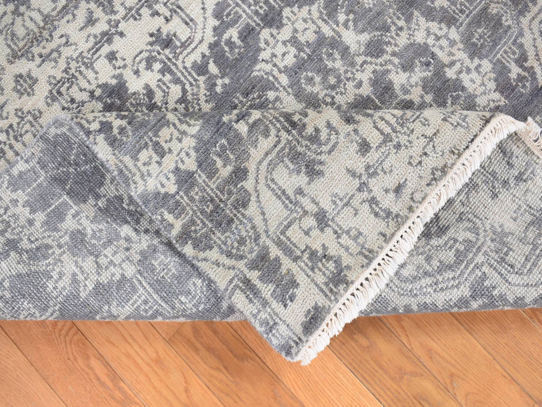 7'9" x 10'0" New Hand Knotted Ivory Wool & Silk Rectangle Oriental Rug - MOA10280382