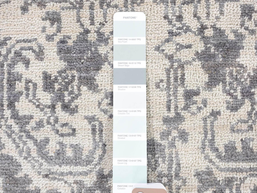 7'9" x 10'0" New Hand Knotted Ivory Wool & Silk Rectangle Oriental Rug - MOA10280382