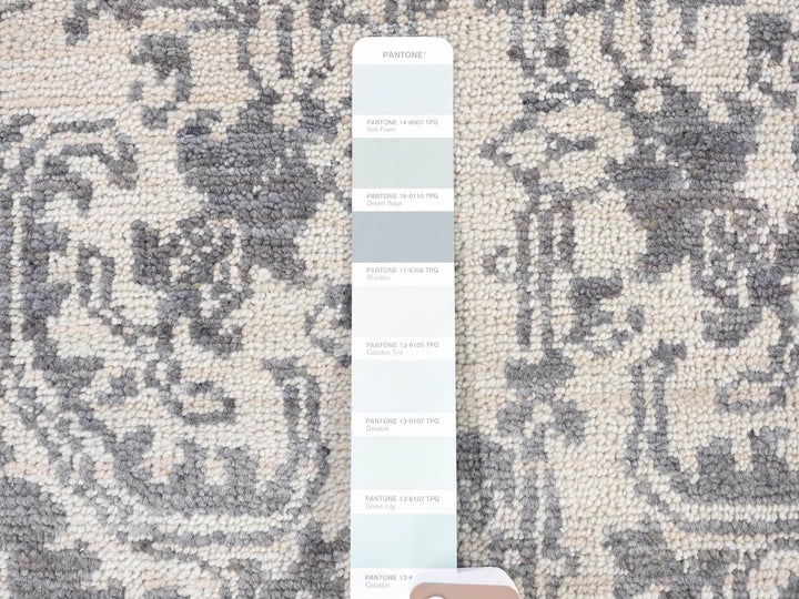 7'9" x 10'0" New Hand Knotted Ivory Wool & Silk Rectangle Oriental Rug - MOA10280382