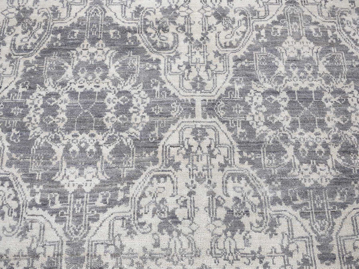 7'9" x 10'0" New Hand Knotted Ivory Wool & Silk Rectangle Oriental Rug - MOA10280382