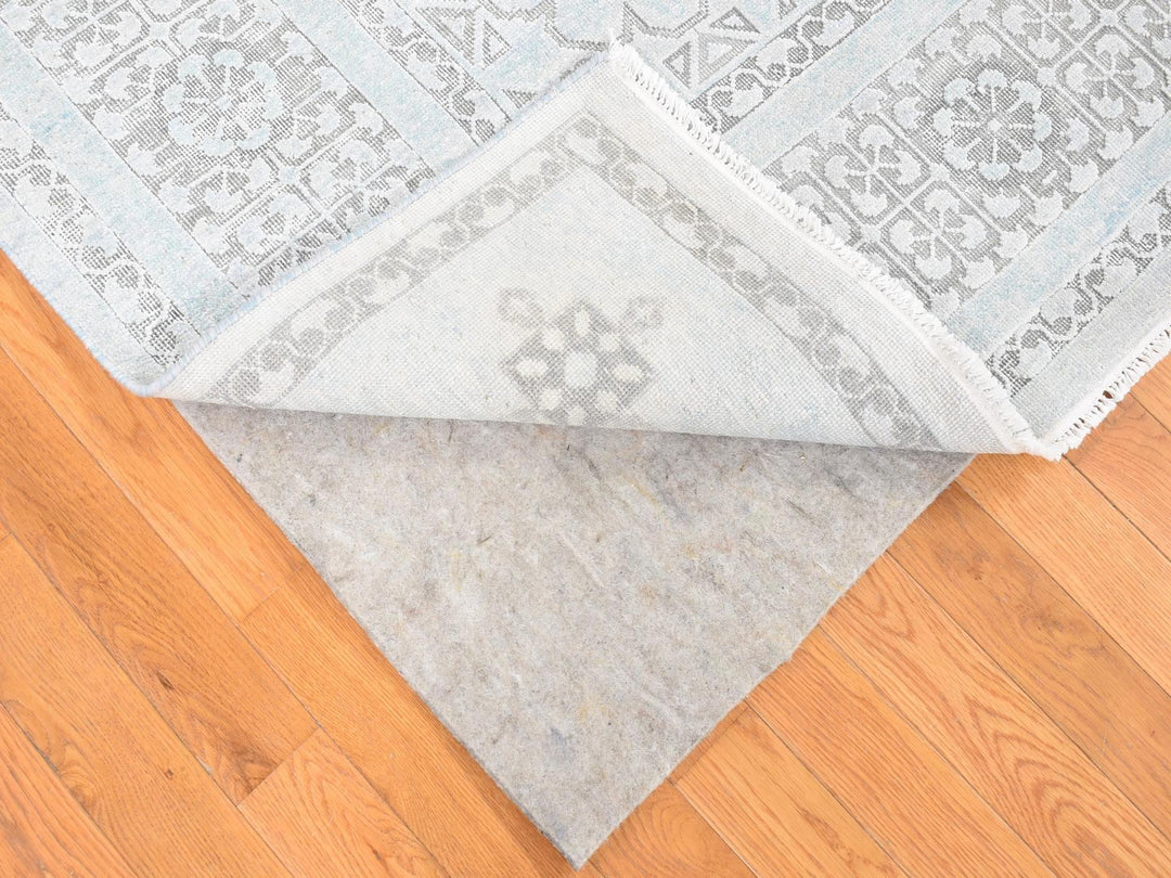8'1" x 10'5" New Hand Knotted Blue Wool & Silk Rectangle Oriental Rug - MOA10280391