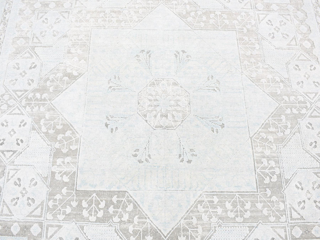 8'1" x 10'5" New Hand Knotted Blue Wool & Silk Rectangle Oriental Rug - MOA10280391