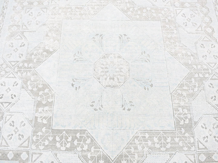 8'1" x 10'5" New Hand Knotted Blue Wool & Silk Rectangle Oriental Rug - MOA10280391
