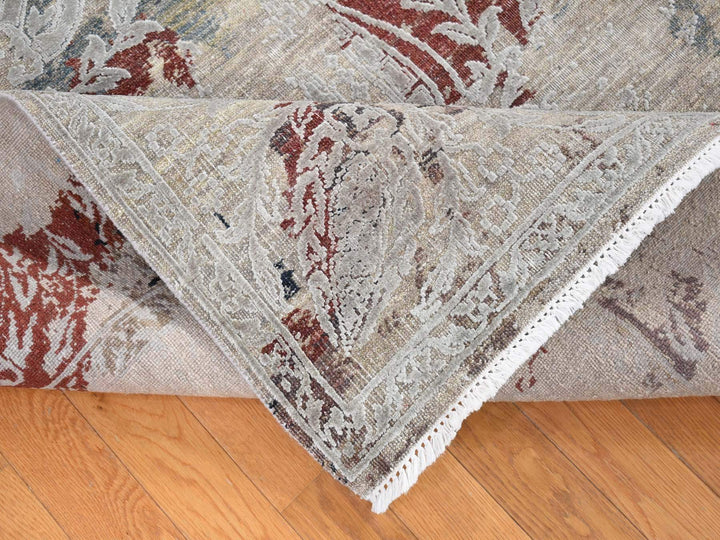 8'2" x 10'3" New Hand Knotted Beige Wool & Silk Rectangle Oriental Rug - MOA10280394