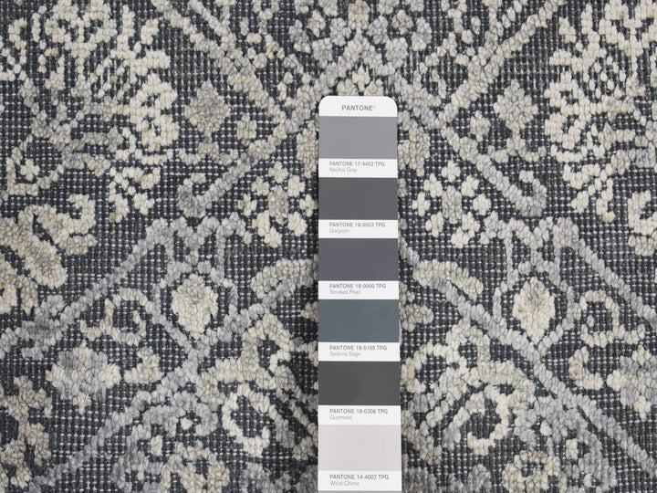 2'1" x 2'1" New Hand Knotted Grey Wool & Silk Square Oriental Rug - MOA10280400
