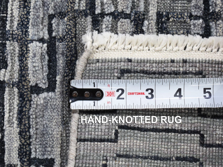 2'0" x 2'0" New Hand Knotted Grey Wool & Silk Square Oriental Rug - MOA10280406