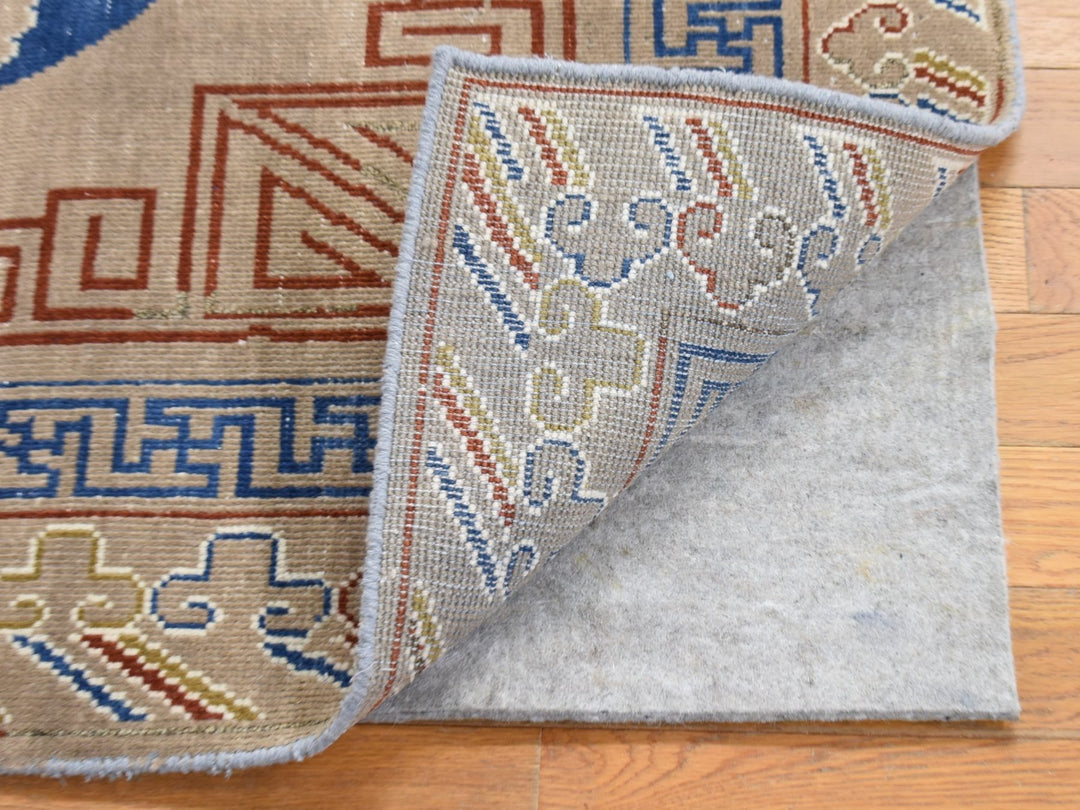 2'1" x 2'2" New Hand Knotted Beige Wool Square Oriental Rug - MOA10280421