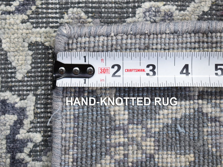 2'0" x 2'1" New Hand Knotted Grey Wool & Silk Square Oriental Rug - MOA10280422
