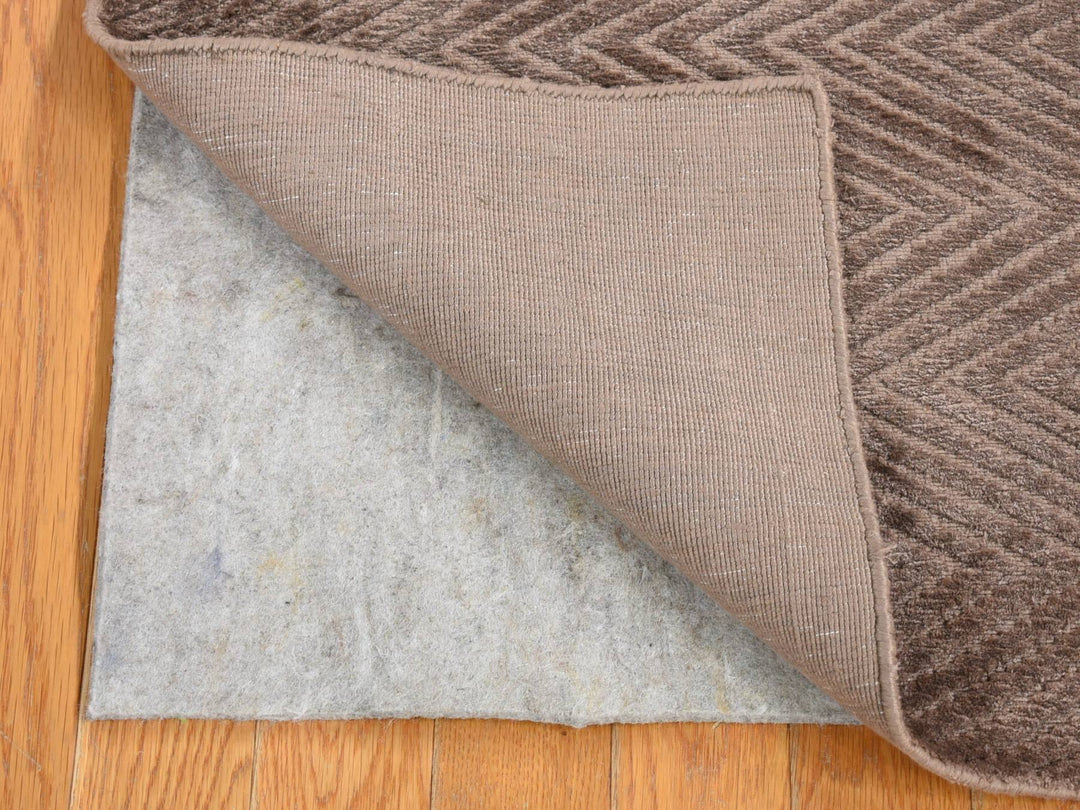 2'1" x 3'0" New Hand Loomed Brown Wool & Silk Rectangle Oriental Rug - MOA10280427