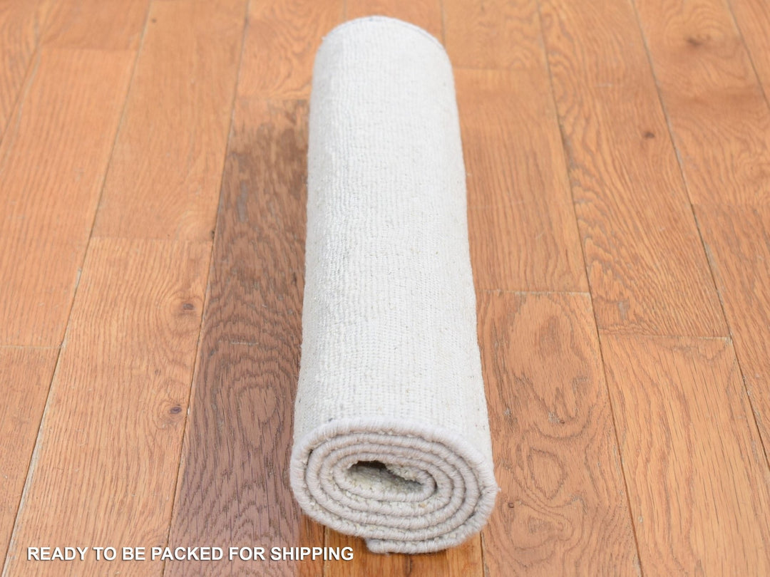 2'0" x 3'0" New Hand Knotted Ivory Wool & Silk Rectangle Oriental Rug - MOA10280430