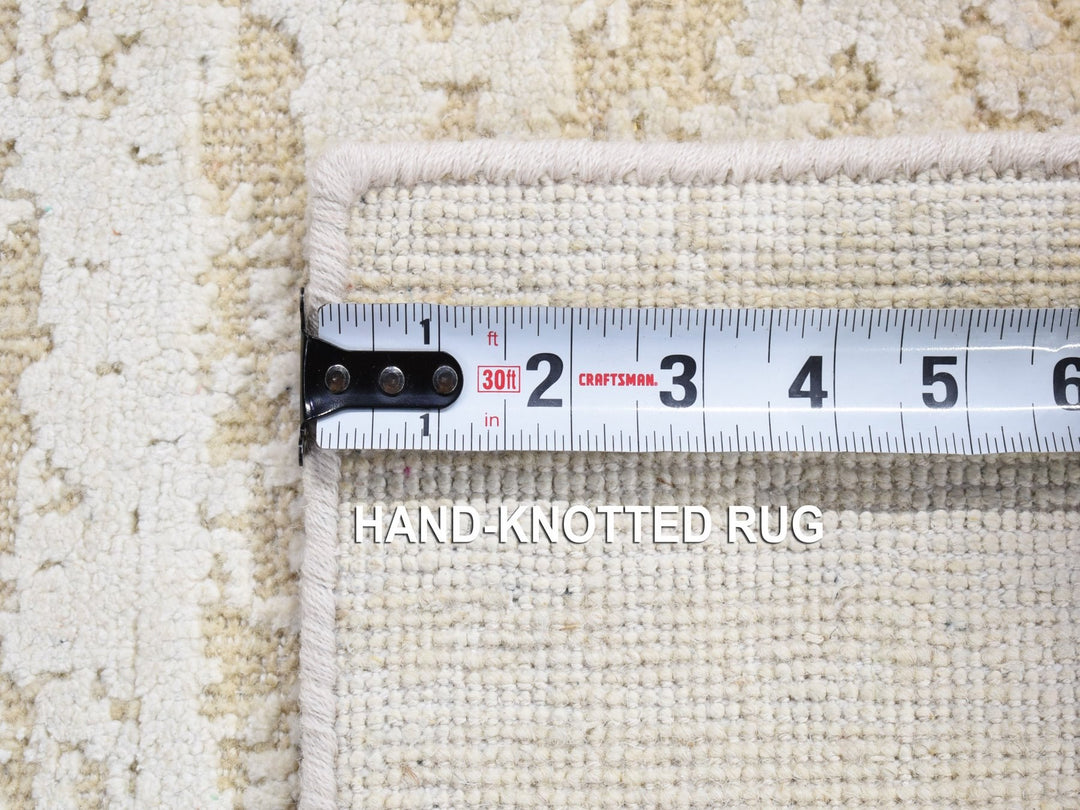 2'0" x 3'0" New Hand Knotted Ivory Wool & Silk Rectangle Oriental Rug - MOA10280430