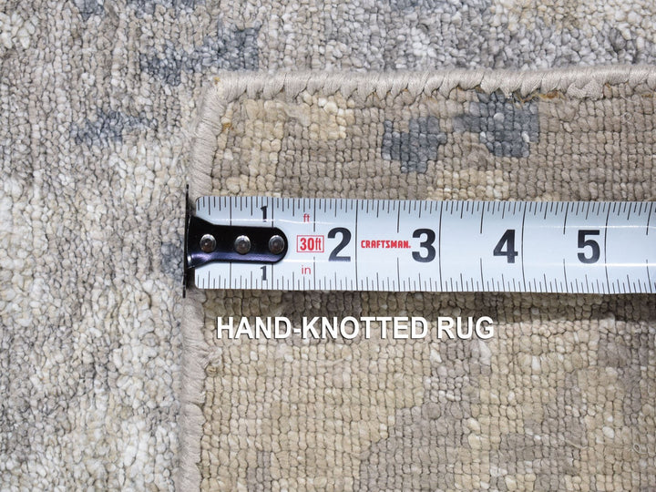 2'0" x 2'10" New Hand Knotted Grey Wool & Silk Rectangle Oriental Rug - MOA10280433