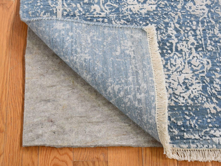 2'1" x 3'0" New Hand Knotted Blue Wool & Silk Rectangle Oriental Rug - MOA10280434