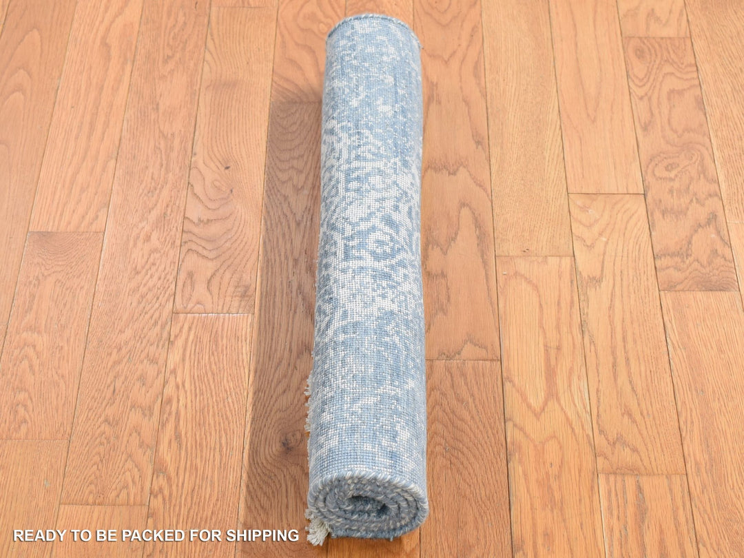 2'1" x 3'0" New Hand Knotted Blue Wool & Silk Rectangle Oriental Rug - MOA10280434