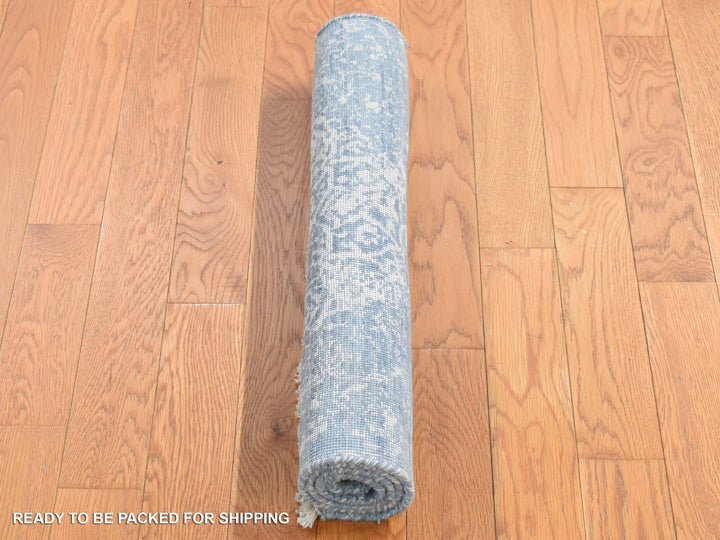 2'1" x 3'0" New Hand Knotted Blue Wool & Silk Rectangle Oriental Rug - MOA10280434