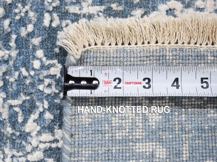 2'1" x 3'0" New Hand Knotted Blue Wool & Silk Rectangle Oriental Rug - MOA10280434