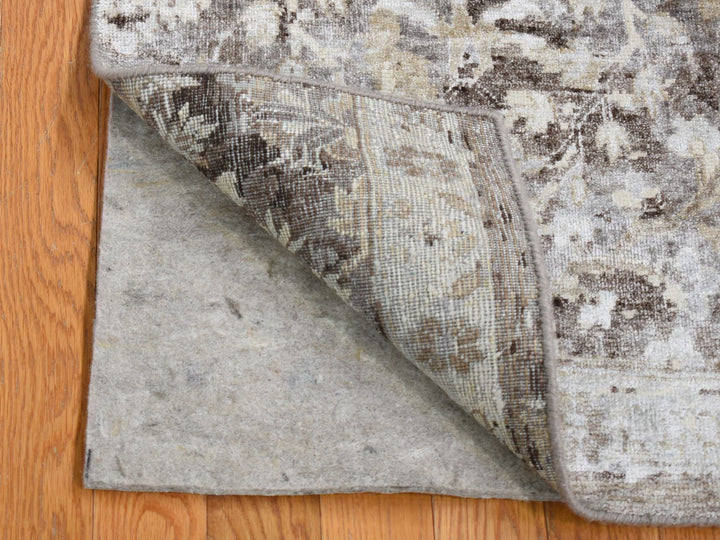 2'0" x 2'0" New Hand Knotted Grey Wool & Silk Square Oriental Rug - MOA10280439