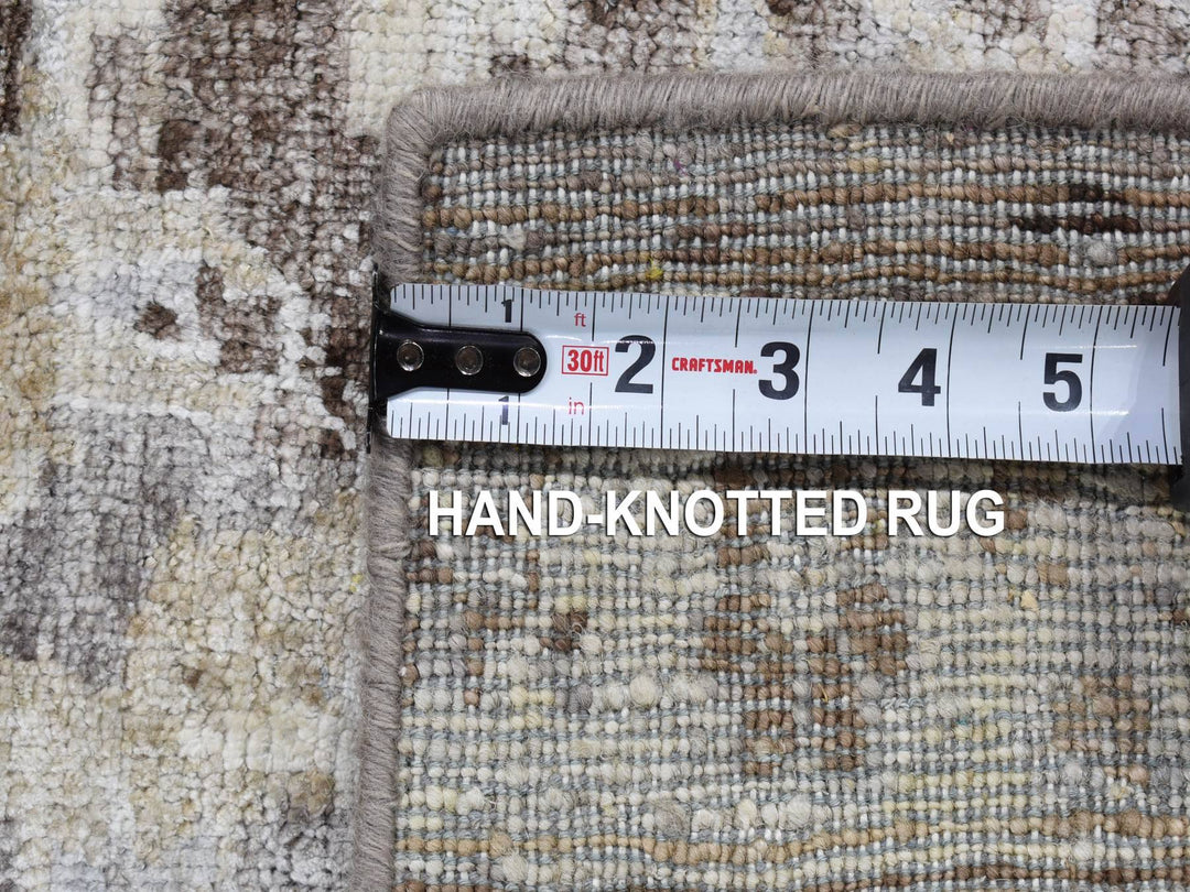 2'0" x 2'0" New Hand Knotted Grey Wool & Silk Square Oriental Rug - MOA10280439