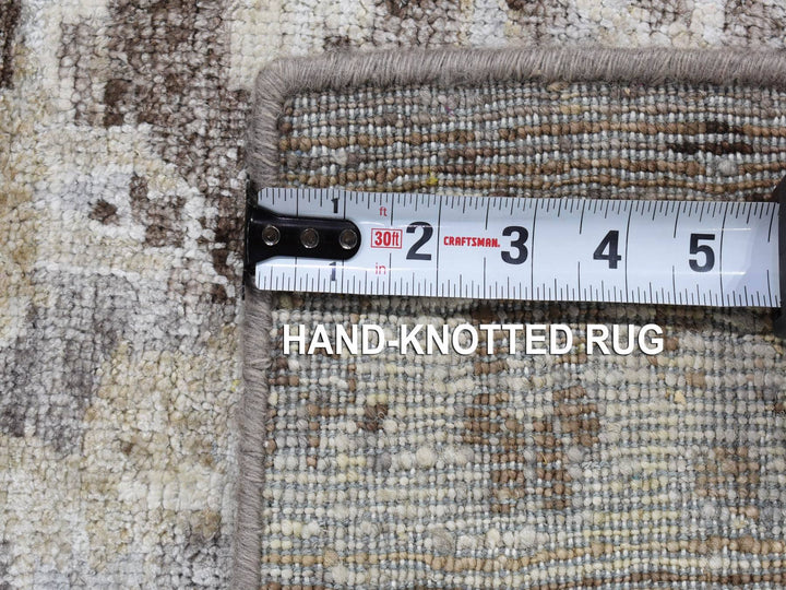 2'0" x 2'0" New Hand Knotted Grey Wool & Silk Square Oriental Rug - MOA10280439