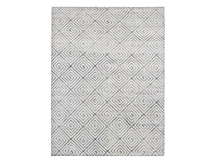 9'0" x 12'0" New Hand Knotted Ivory Wool & Silk Rectangle Oriental Rug - MOA10280447