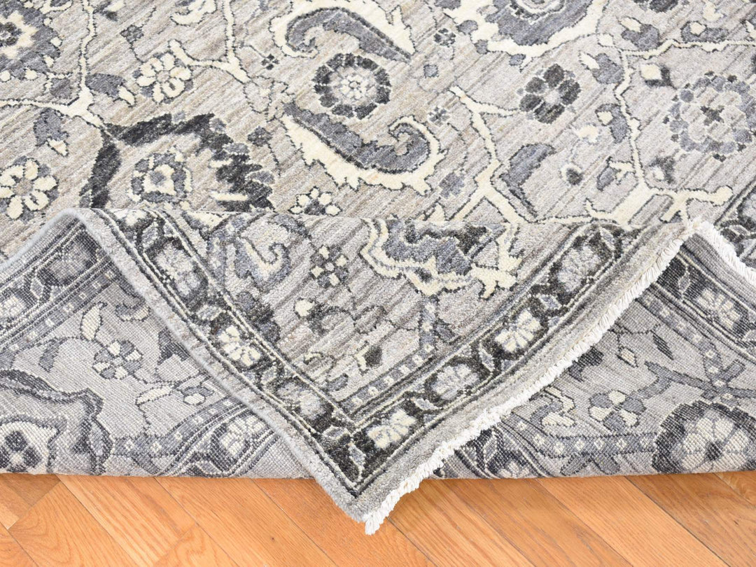 9'1" x 12'3" New Hand Knotted Grey Wool Rectangle Oriental Rug - MOA10280452