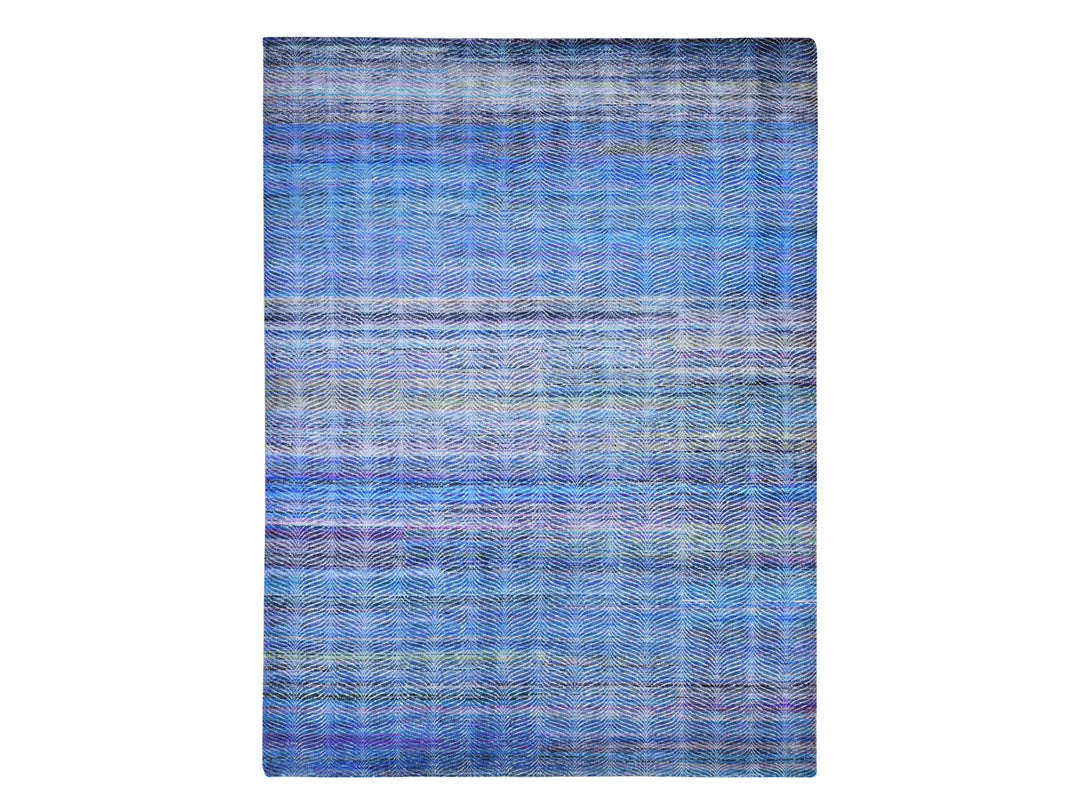 9'0" x 12'2" New Hand Knotted Multicolored Wool & Silk Rectangle Oriental Rug - MOA10280453