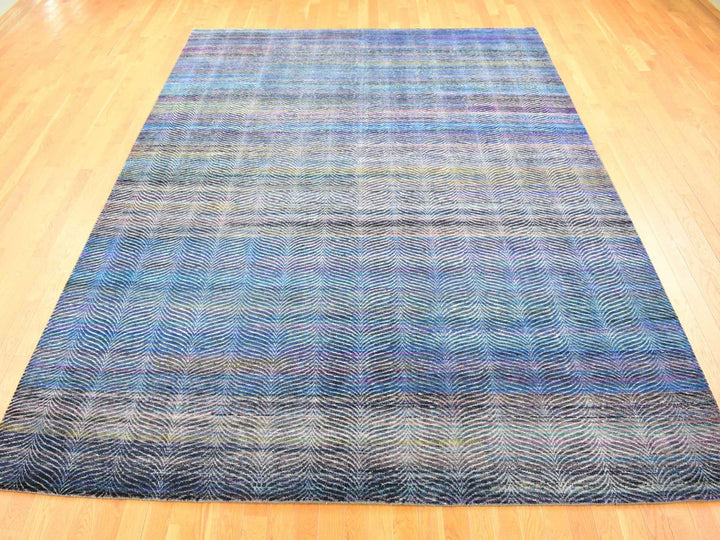 9'0" x 12'2" New Hand Knotted Multicolored Wool & Silk Rectangle Oriental Rug - MOA10280453