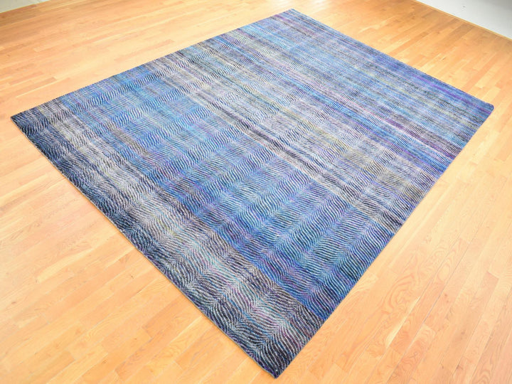 9'0" x 12'2" New Hand Knotted Multicolored Wool & Silk Rectangle Oriental Rug - MOA10280453