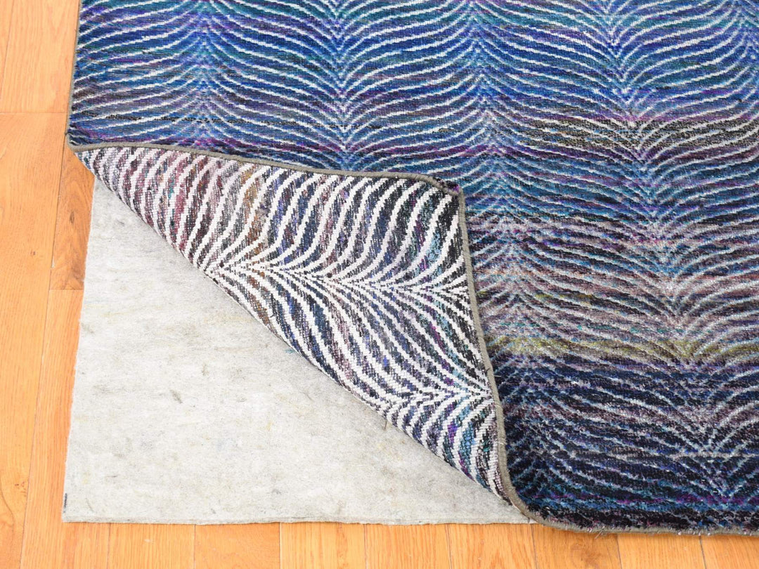 9'0" x 12'2" New Hand Knotted Multicolored Wool & Silk Rectangle Oriental Rug - MOA10280453
