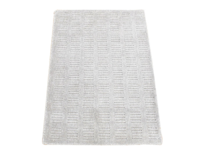 2'0" x 3'1" New Hand Loomed Grey Wool Rectangle Oriental Rug - MOA10280461