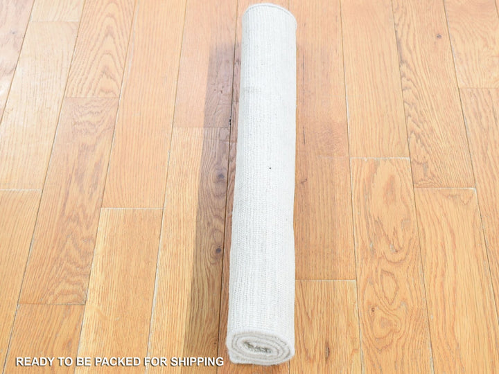 2'1" x 2'1" New Hand Knotted Ivory Wool & Silk Rectangle Oriental Rug - MOA10280463
