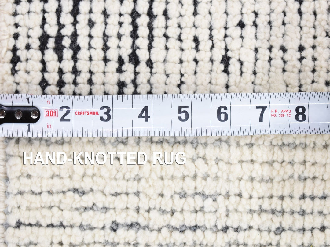 1'1" x 1'1" New Hand Knotted Ivory Wool Square Oriental Rug - MOA10280495