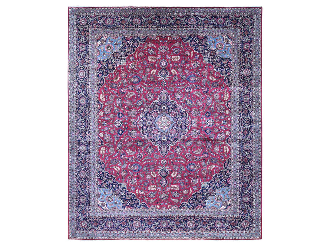 14'2" x 17'2" Vintage Hand Knotted Red Wool Rectangle Oriental Rug - MOA10280502