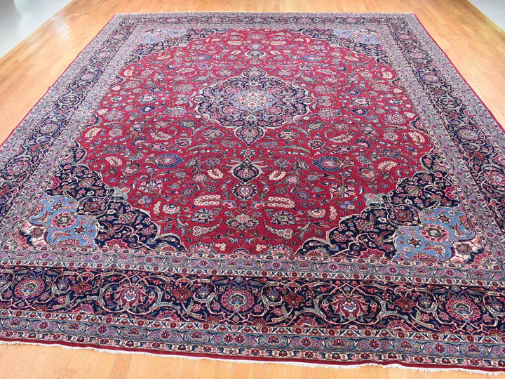 14'2" x 17'2" Vintage Hand Knotted Red Wool Rectangle Oriental Rug - MOA10280502