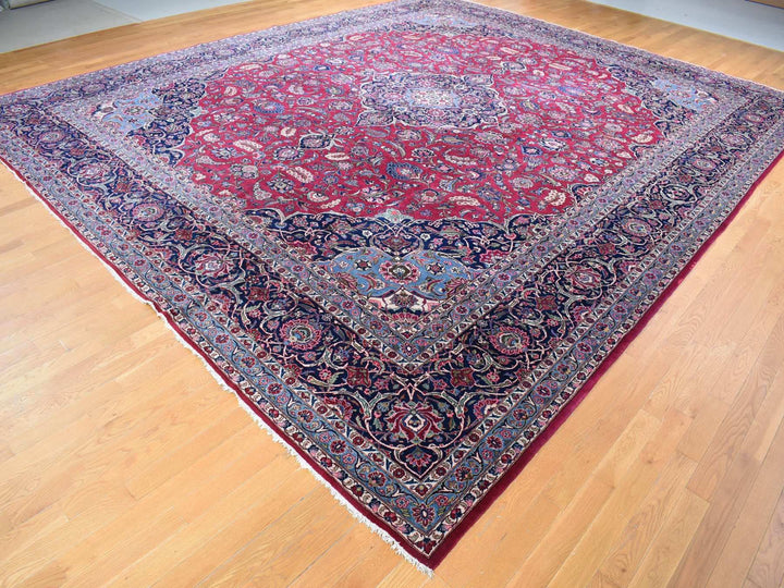 14'2" x 17'2" Vintage Hand Knotted Red Wool Rectangle Oriental Rug - MOA10280502