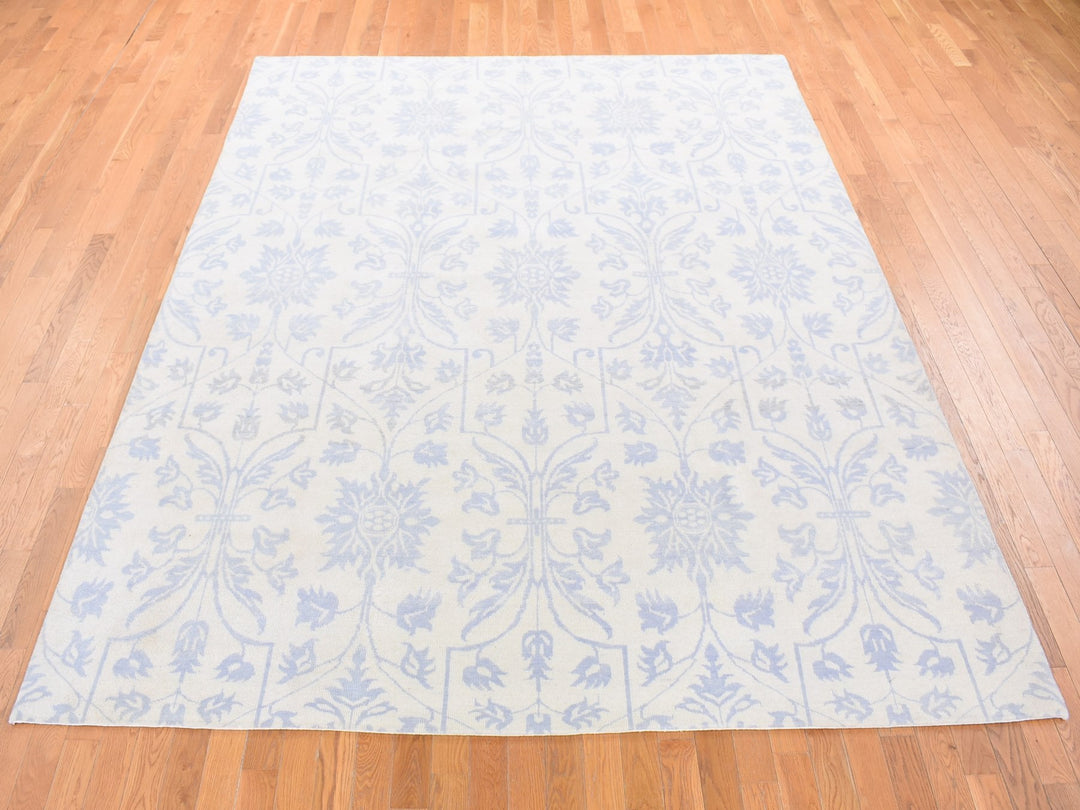 8'0" x 9'10" New Hand Knotted Beige Wool Rectangle Oriental Rug - MOA10280503