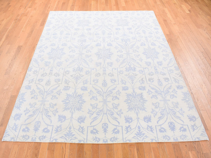 8'0" x 9'10" New Hand Knotted Beige Wool Rectangle Oriental Rug - MOA10280503