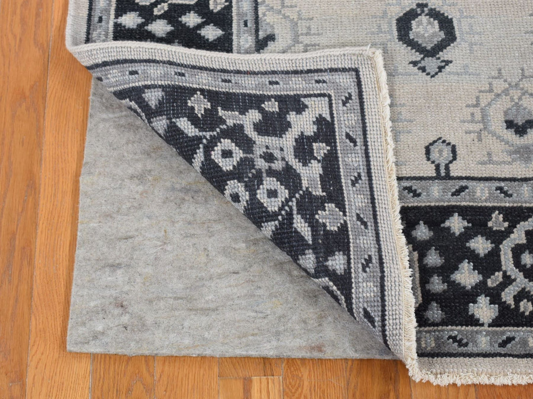 6'0" x 9'0" New Hand Knotted Ivory Wool Rectangle Oriental Rug - MOA10280504