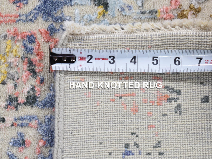3'0" x 5'0" New Hand Knotted Ivory Wool & Silk Rectangle Oriental Rug - MOA10280514