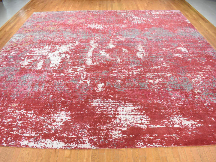 15'3" x 16'6" New Hand Knotted Red Wool Rectangle Oriental Rug - MOA10280515